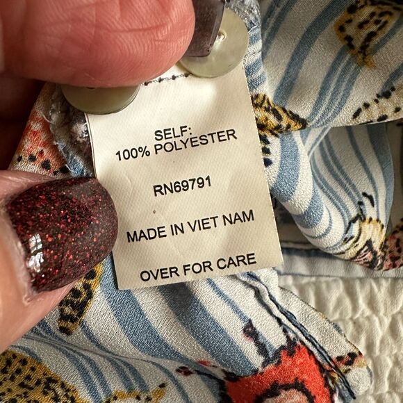 Fig and Flower Blouse Stripes Floral 3/4 Sleeve Button Front Size 2X - Picture 11 of 12